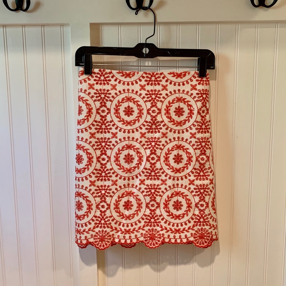 Loft Floral Embroidered Shift Skirt